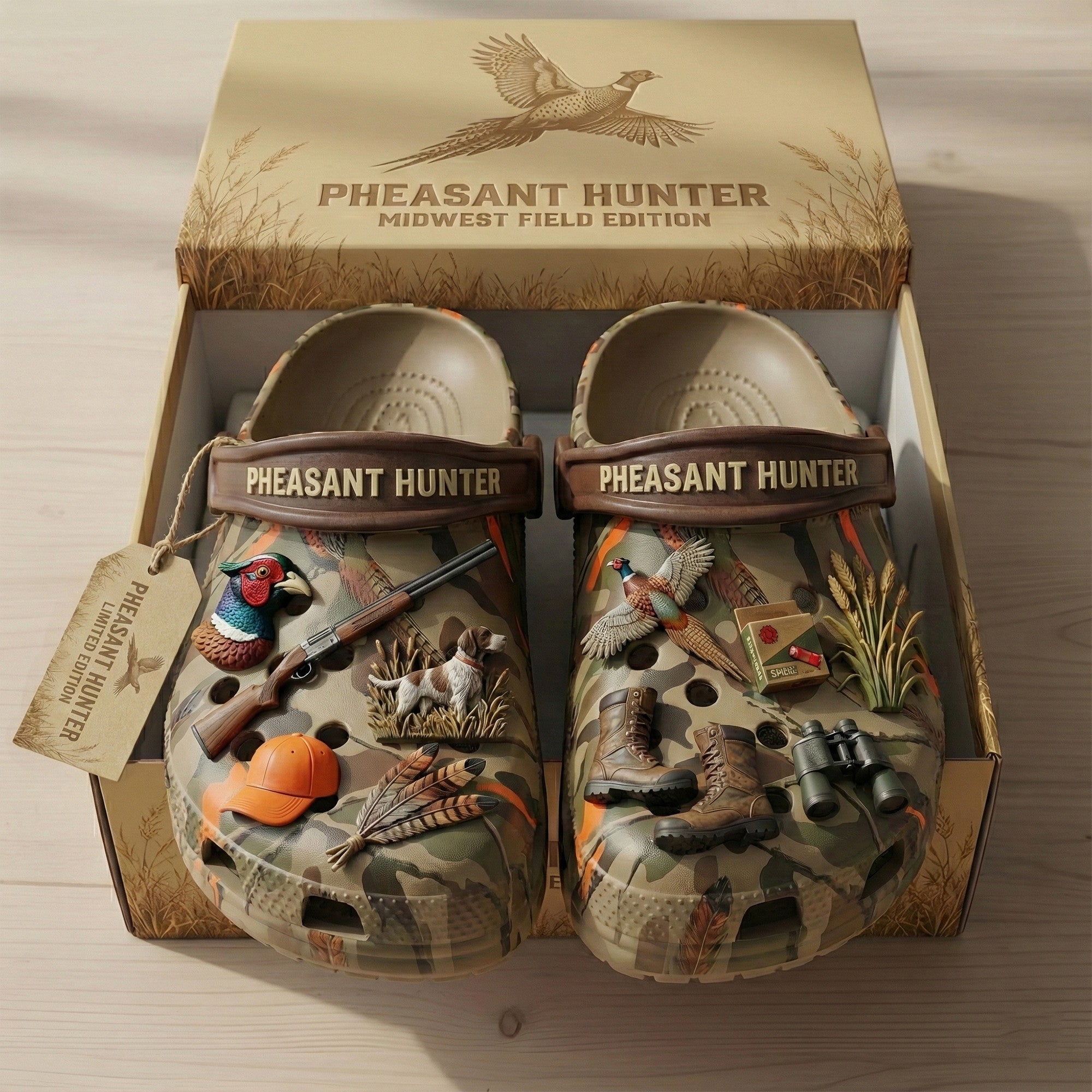 PREMIUM Pheasant Hunting CLOGS WITH CHARMS LNTH