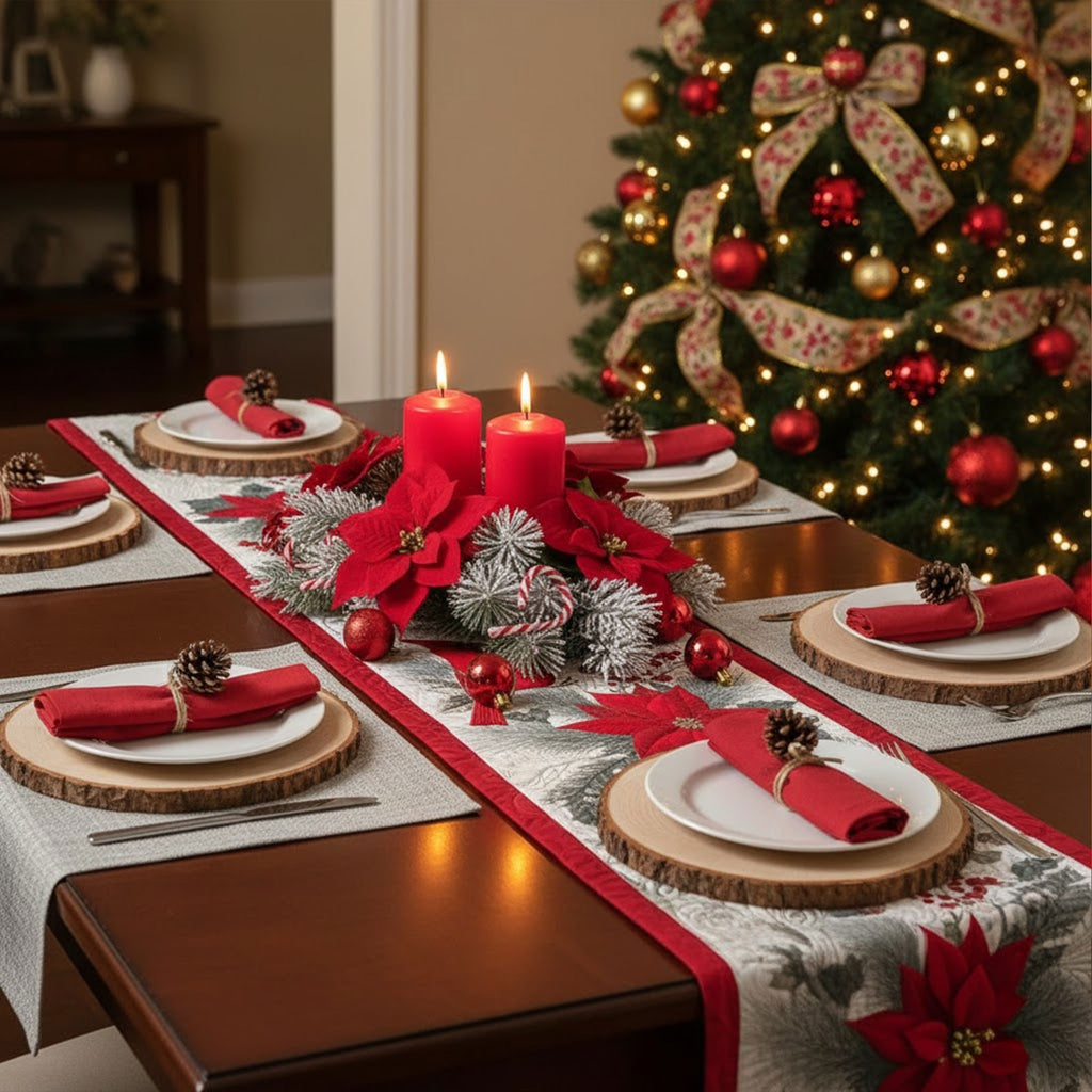 Red Cardinal Quilted Christmas Table Runner TNSM
