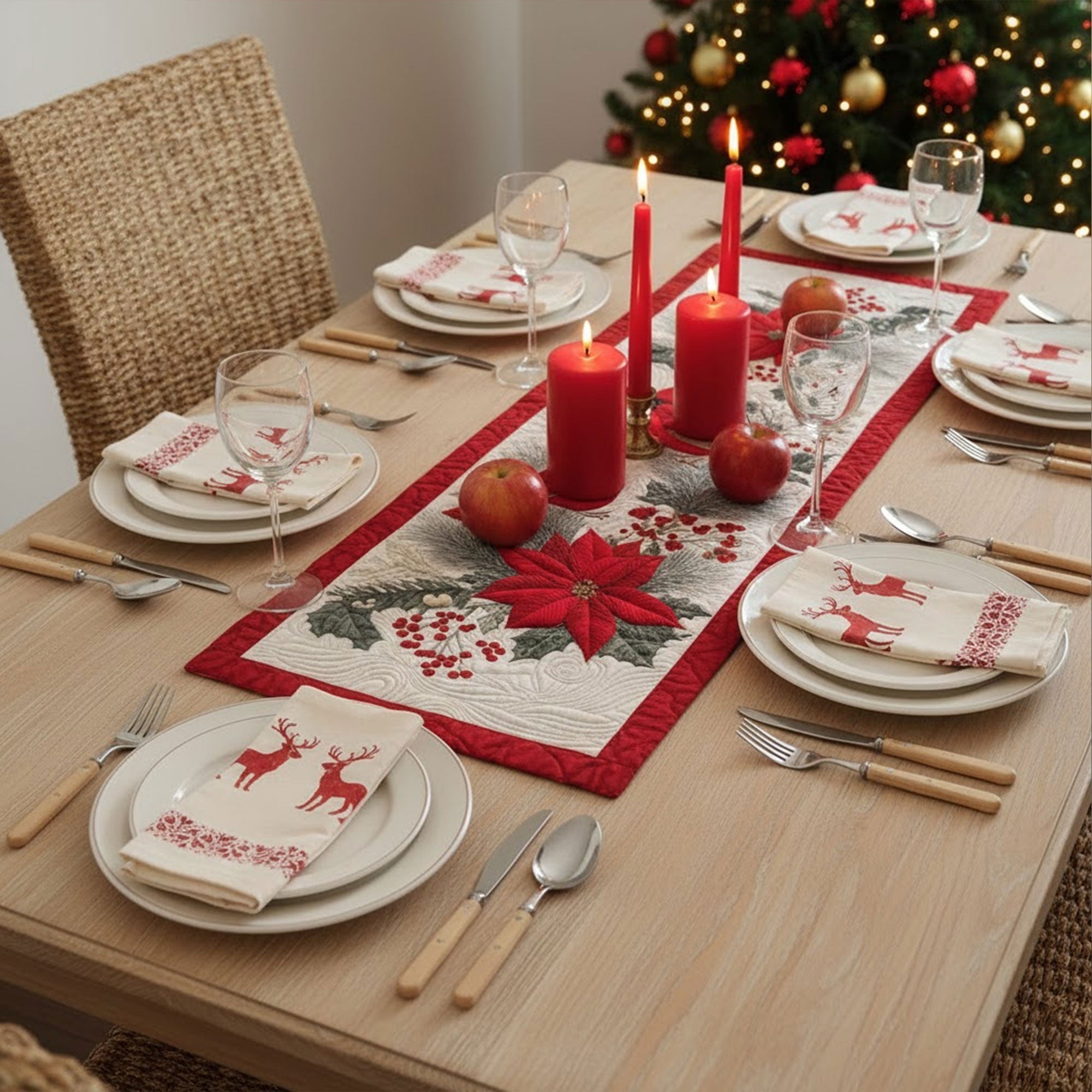 Red Cardinal Quilted Christmas Table Runner TNSM