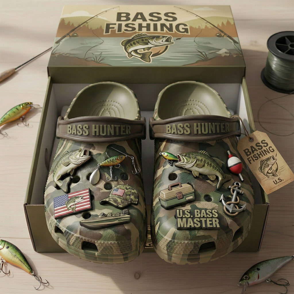 PREMIUM Bass Fishing CLOGS WITH CHARMS LNTH