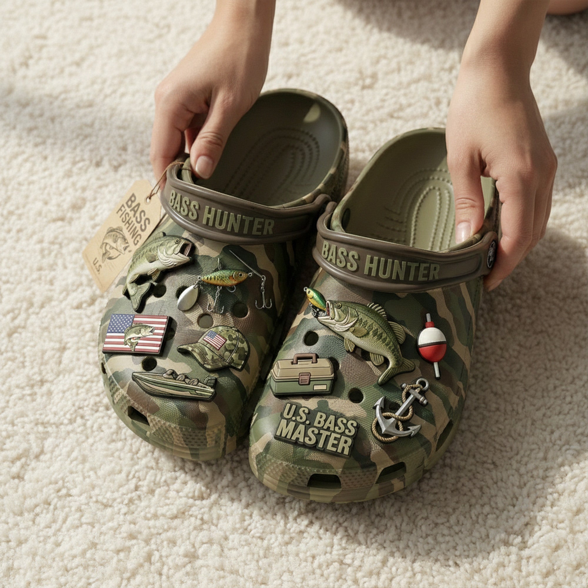 PREMIUM Bass Fishing CLOGS WITH CHARMS LNTH