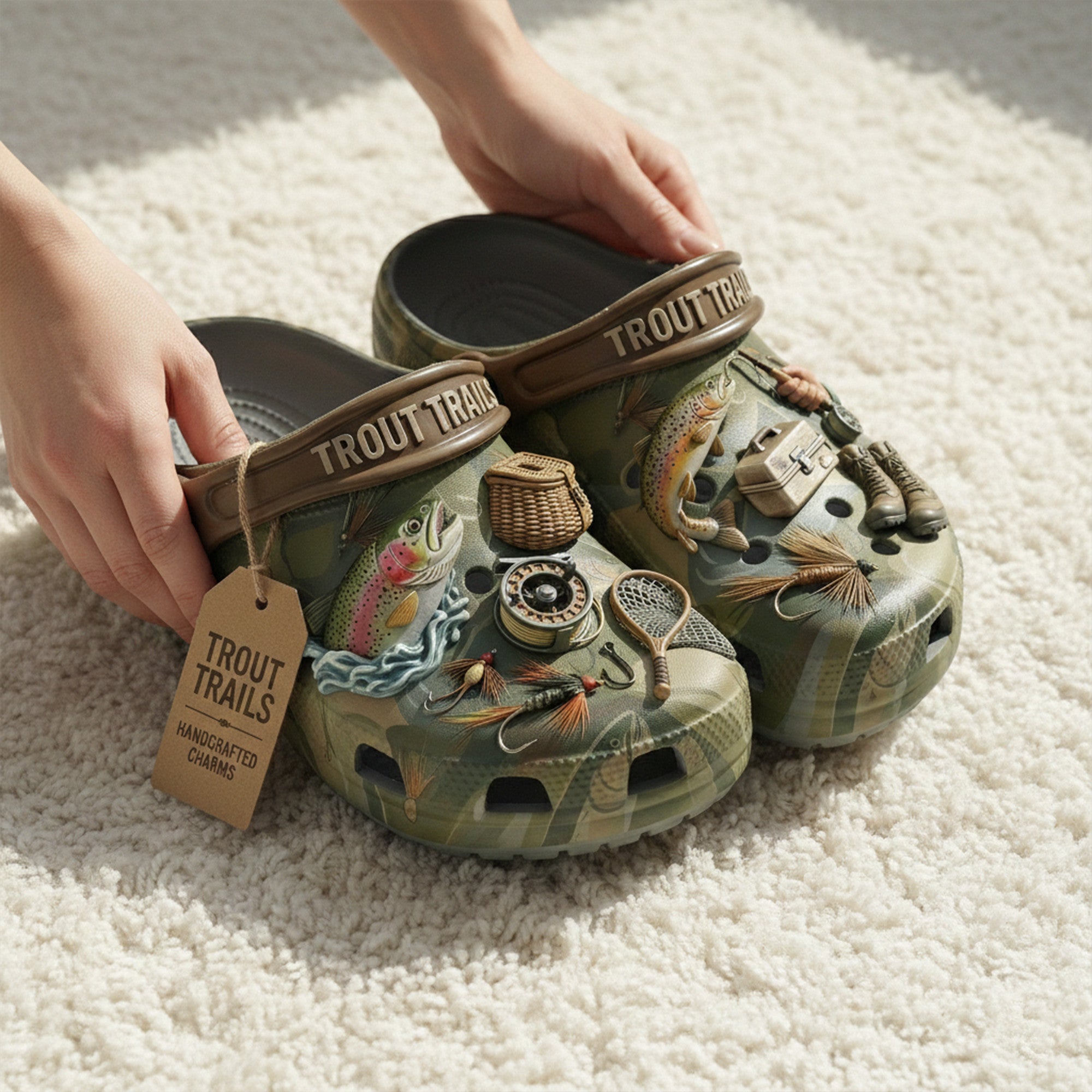 PREMIUM Trout Fishing CLOGS WITH CHARMS LNTH
