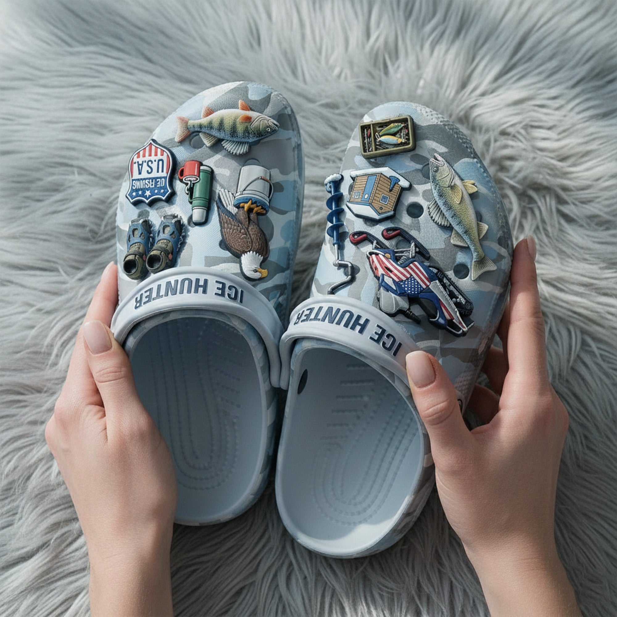 PREMIUM Ice Fishing CLOGS WITH CHARMS LNTH