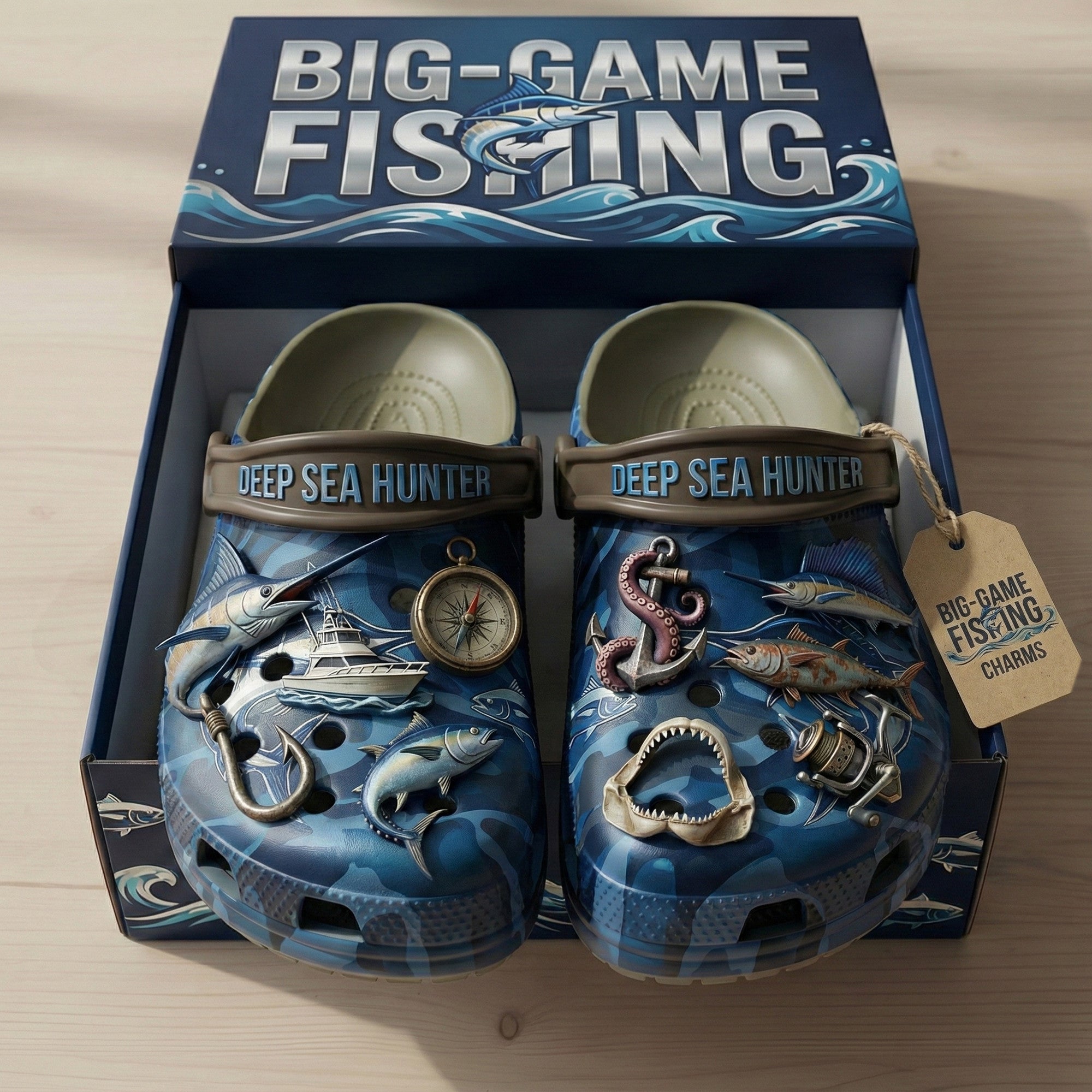 PREMIUM Big Game Fishing CLOGS WITH CHARMS LNTH