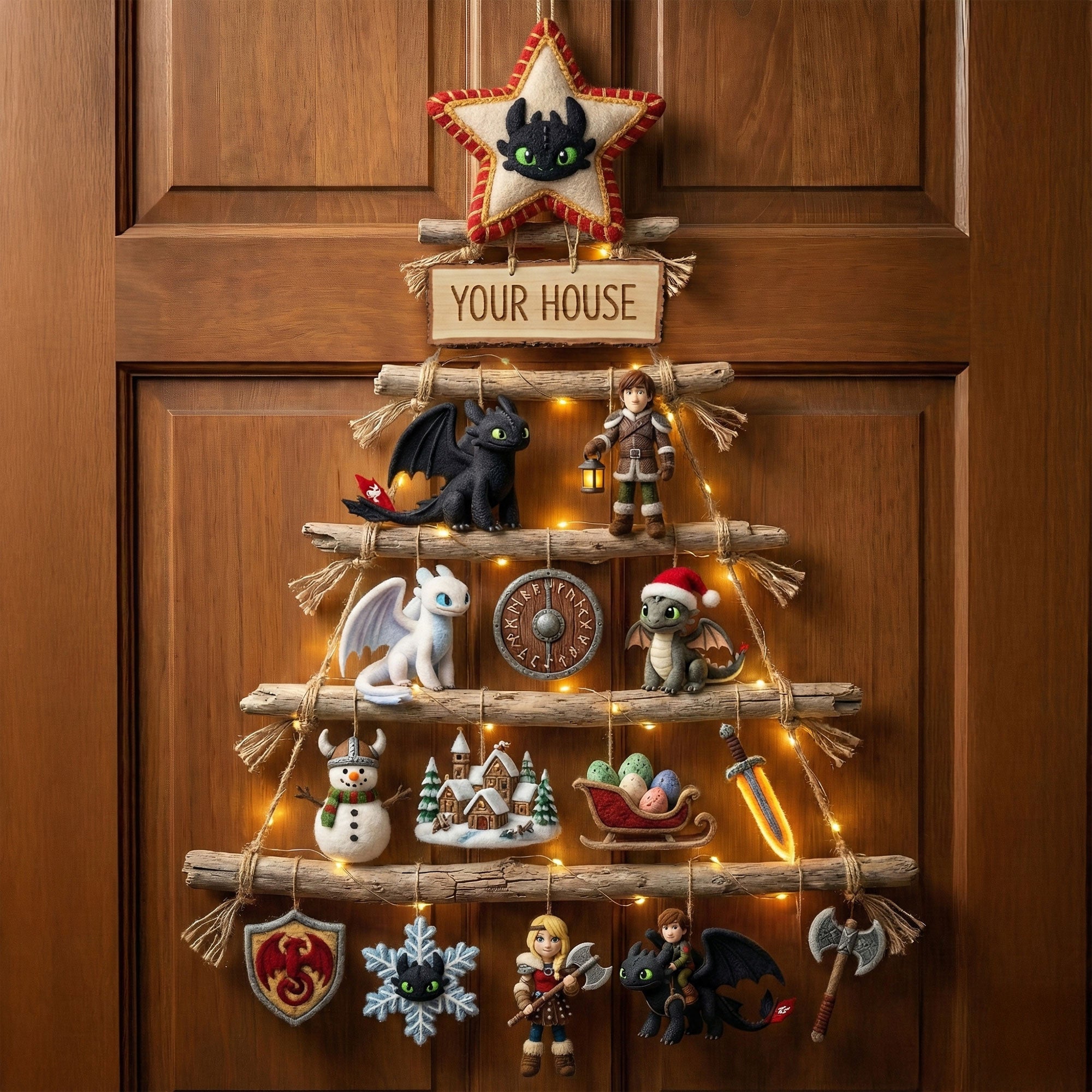 Premium HTTYD Rustic Christmas Wall Tree NTD